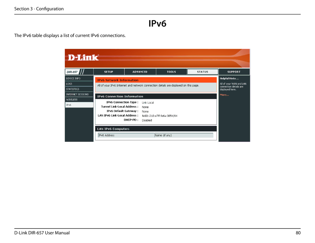 D-Link DIR-657 manual IPv6 