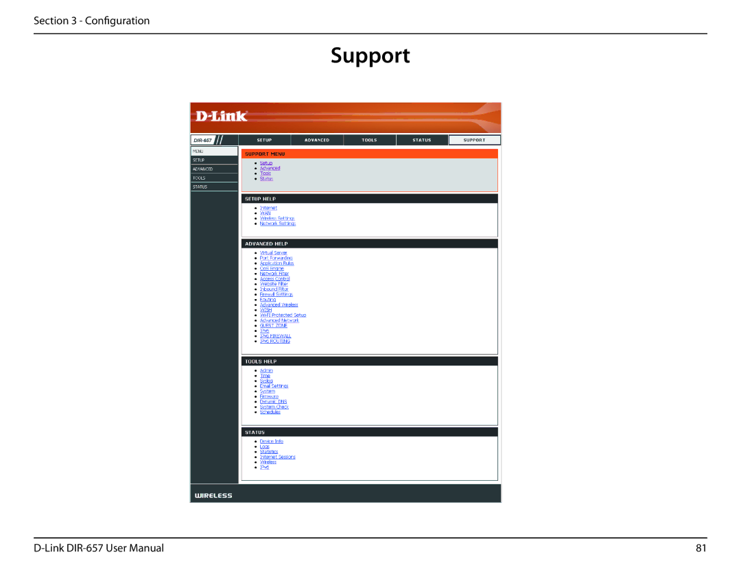 D-Link DIR-657 manual Support 