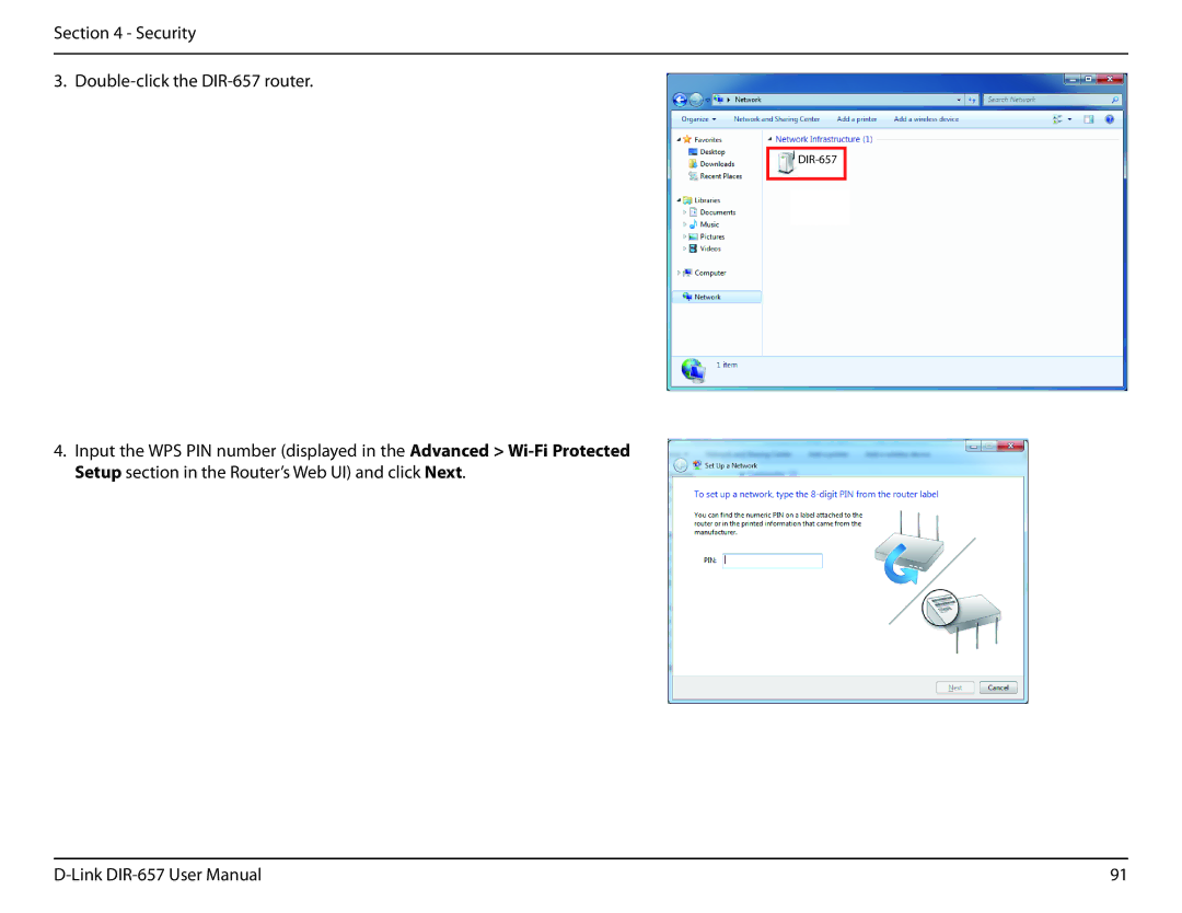 D-Link manual Security Double-click the DIR-657 router 
