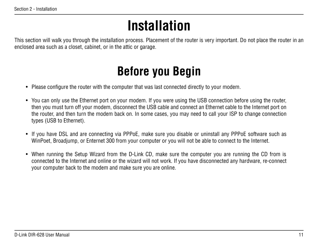 D-Link DIR-68 manual Installation, Before you Begin 