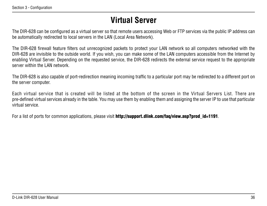 D-Link DIR-68 manual Virtual Server 