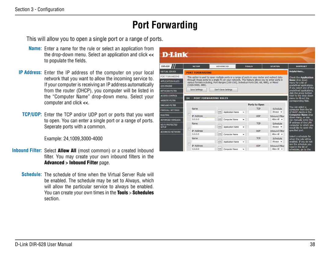 D-Link DIR-68 manual Port Forwarding 