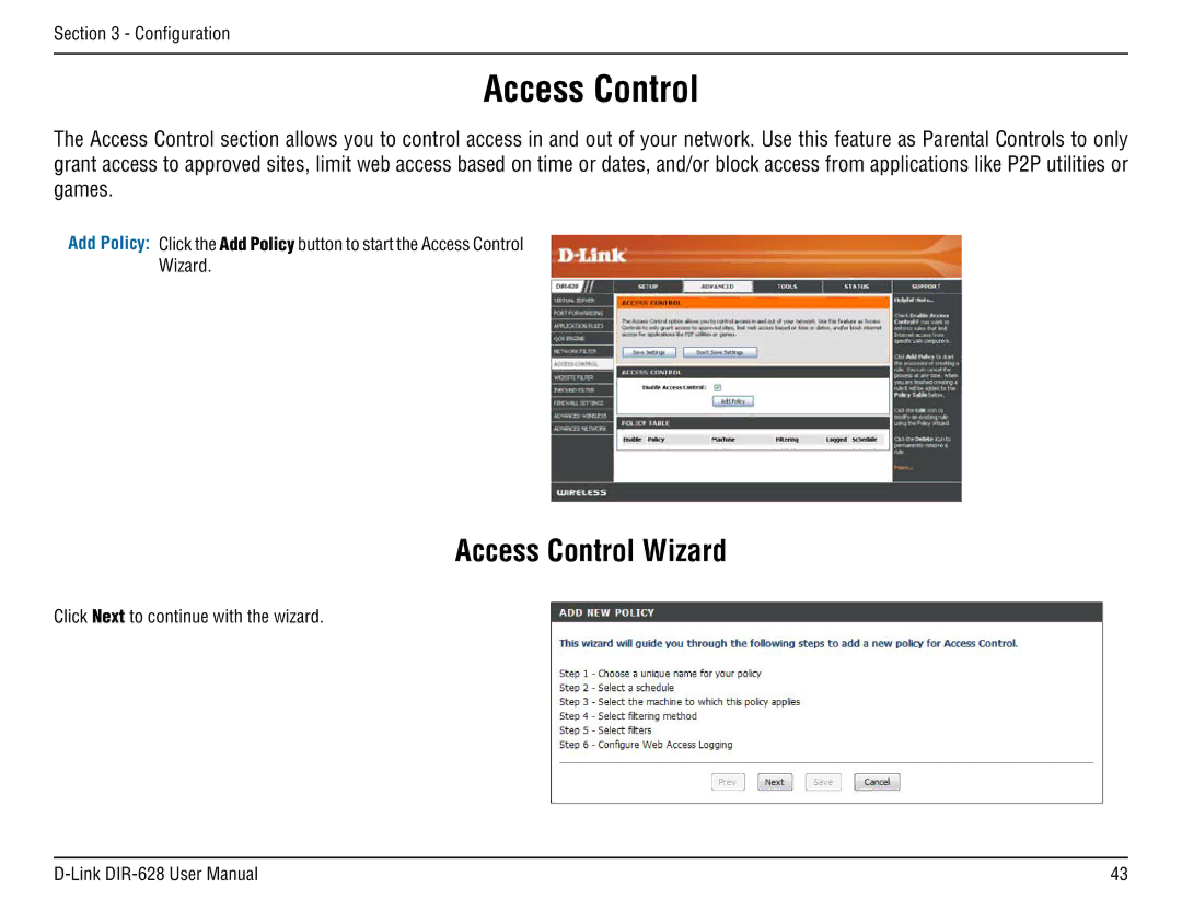 D-Link DIR-68 manual Access Control 