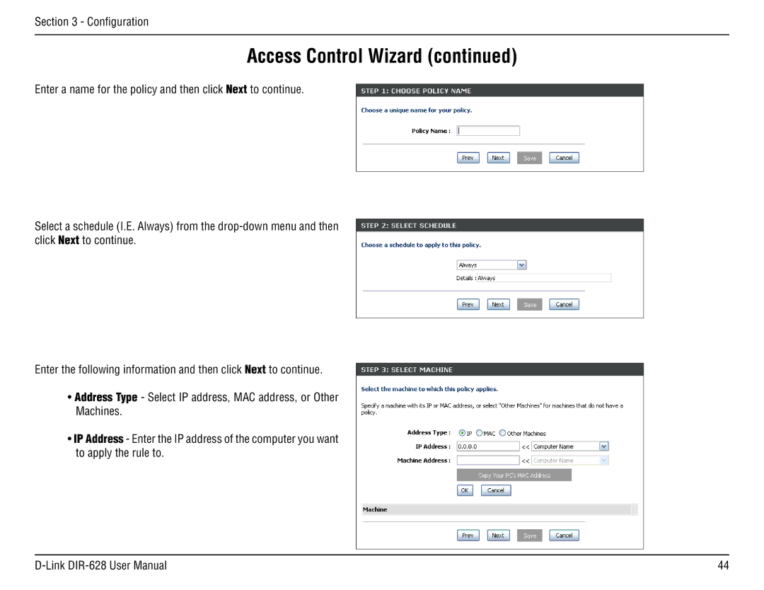 D-Link DIR-68 manual Access Control Wizard 