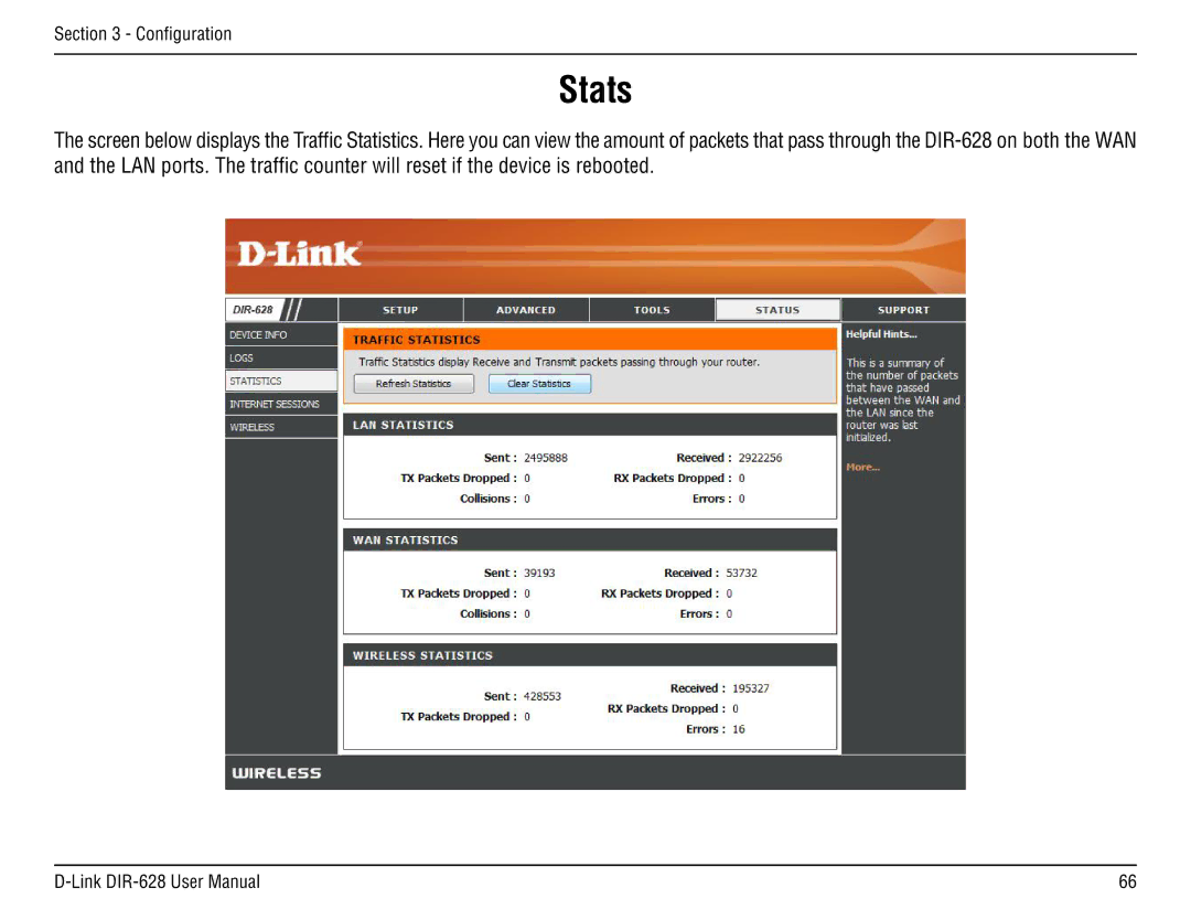 D-Link DIR-68 manual Stats 