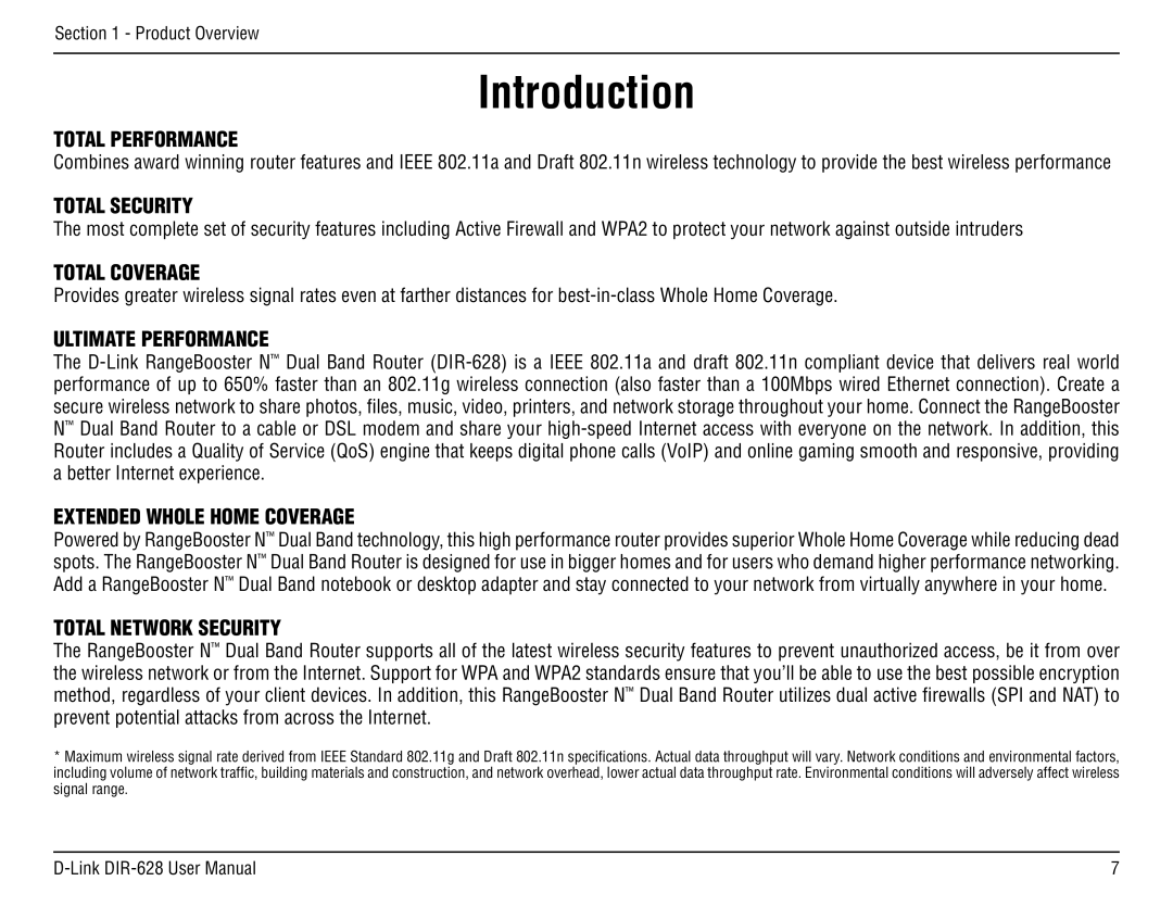 D-Link DIR-68 manual Introduction, Total Performance 