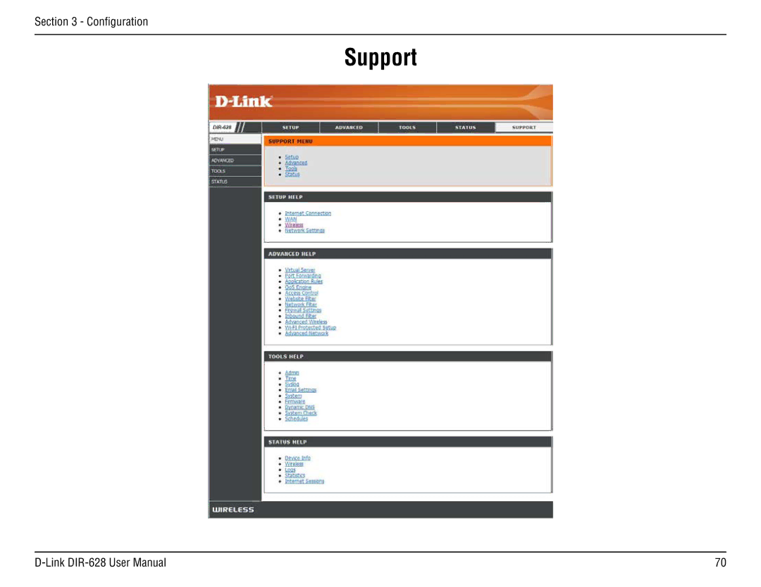 D-Link DIR-68 manual Support 