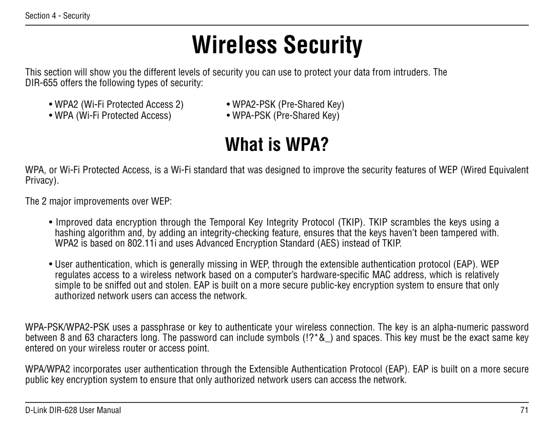 D-Link DIR-68 manual Wireless Security, What is WPA? 