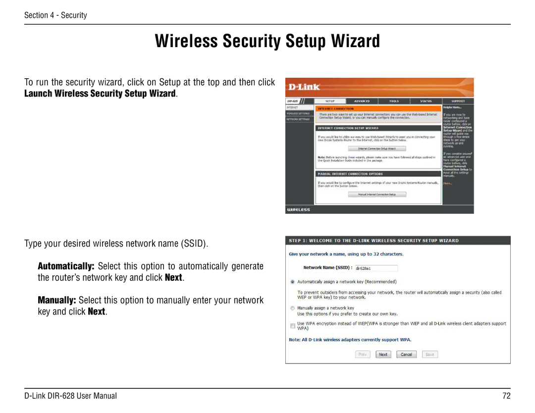 D-Link DIR-68 manual Launch Wireless Security Setup Wizard 