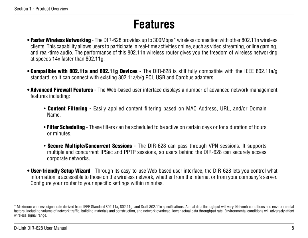 D-Link DIR-68 manual Features 