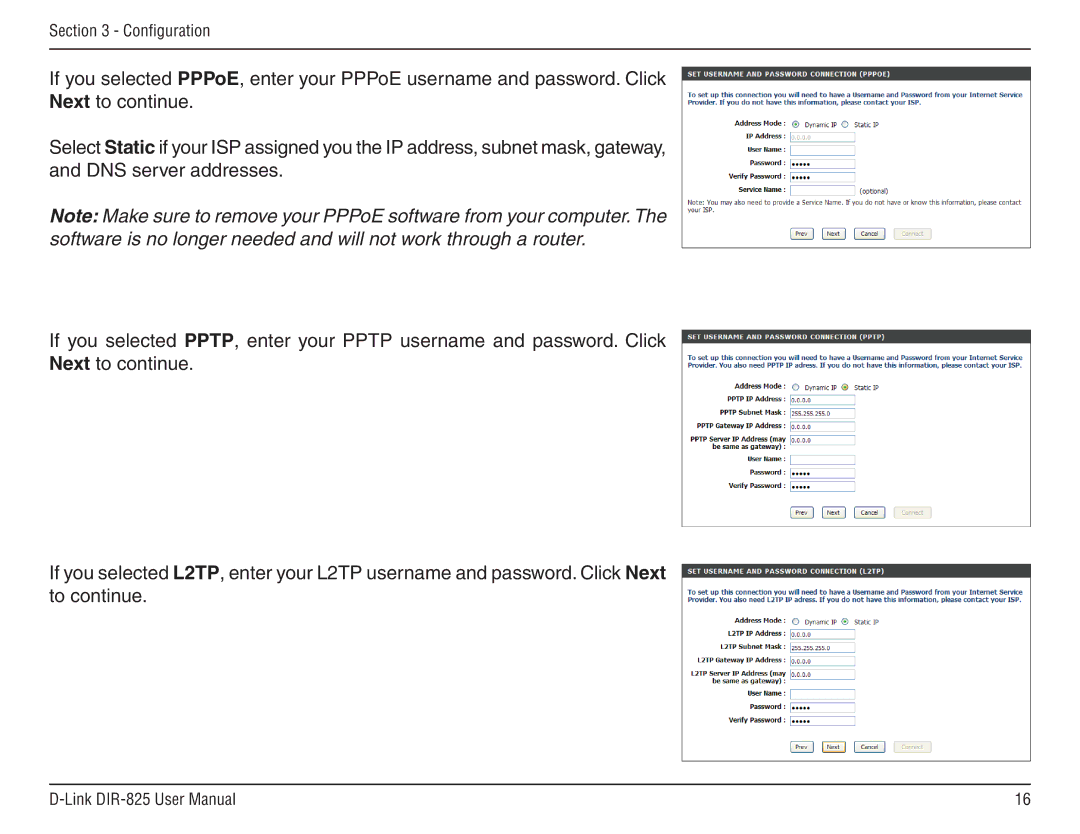 D-Link DIR-825 manual Configuration 