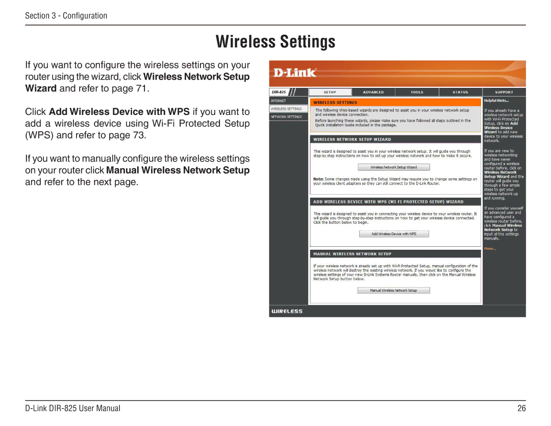 D-Link DIR-825 manual Wireless Settings 