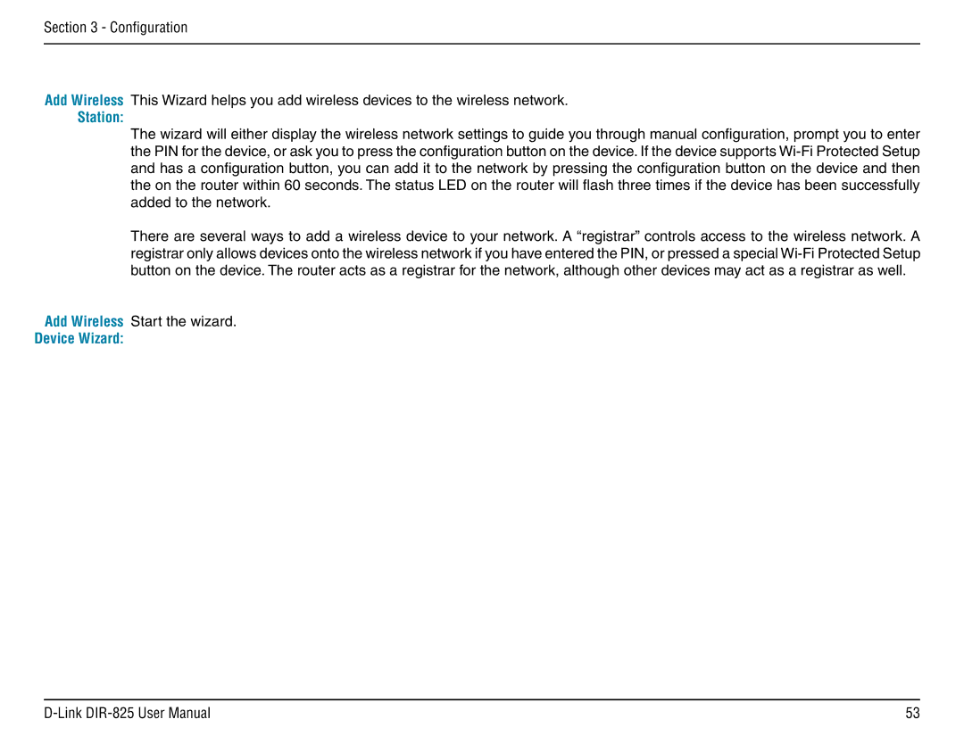D-Link DIR-825 manual Station, Device Wizard 