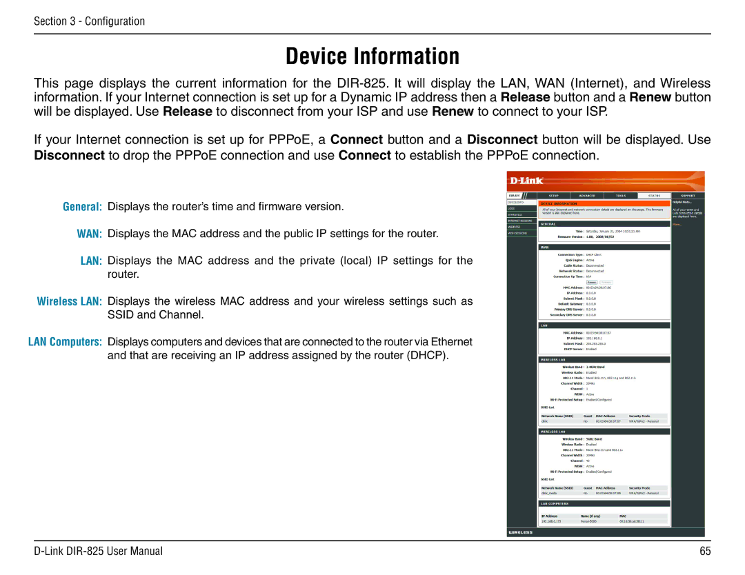 D-Link DIR-825 manual Device Information 