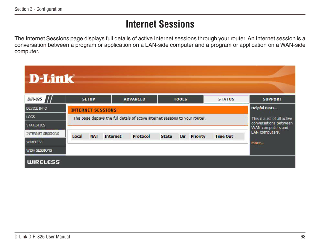 D-Link DIR-825 manual Internet Sessions 