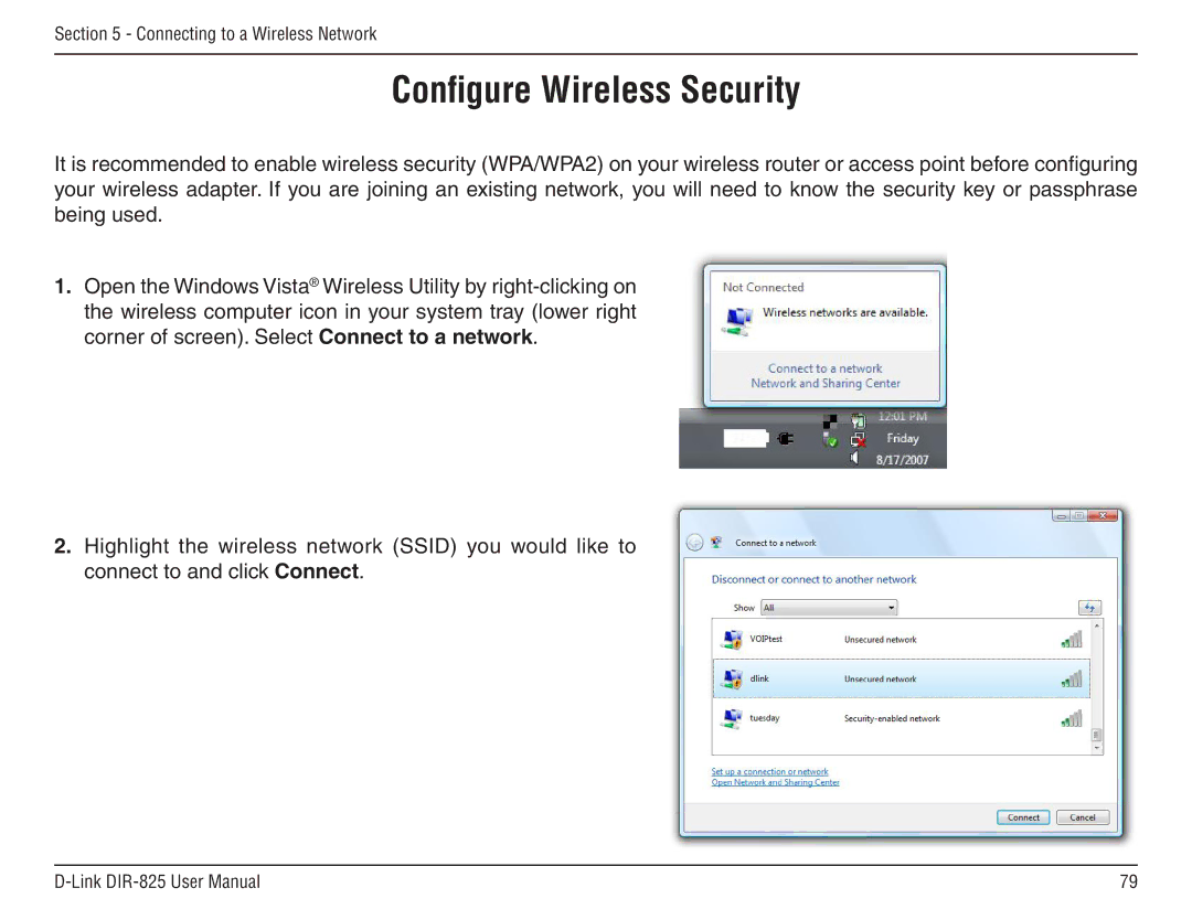 D-Link DIR-825 manual Configure Wireless Security 