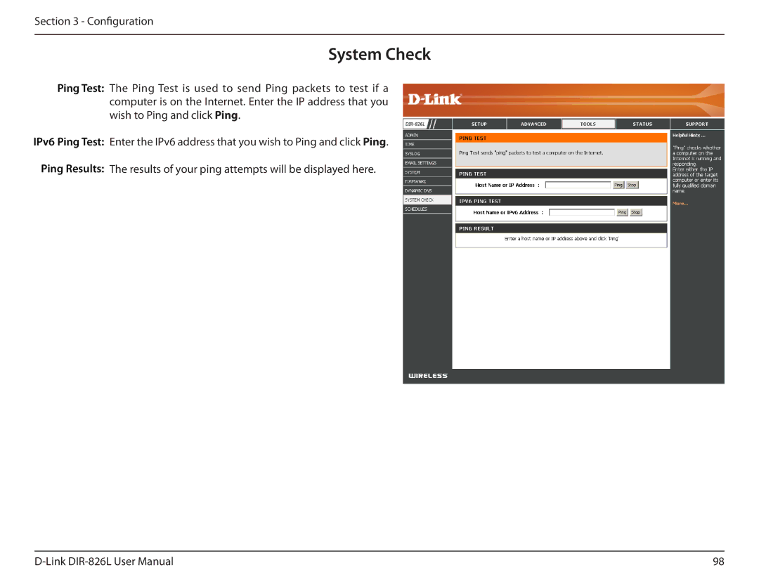 D-Link DIR-826L manual System Check 