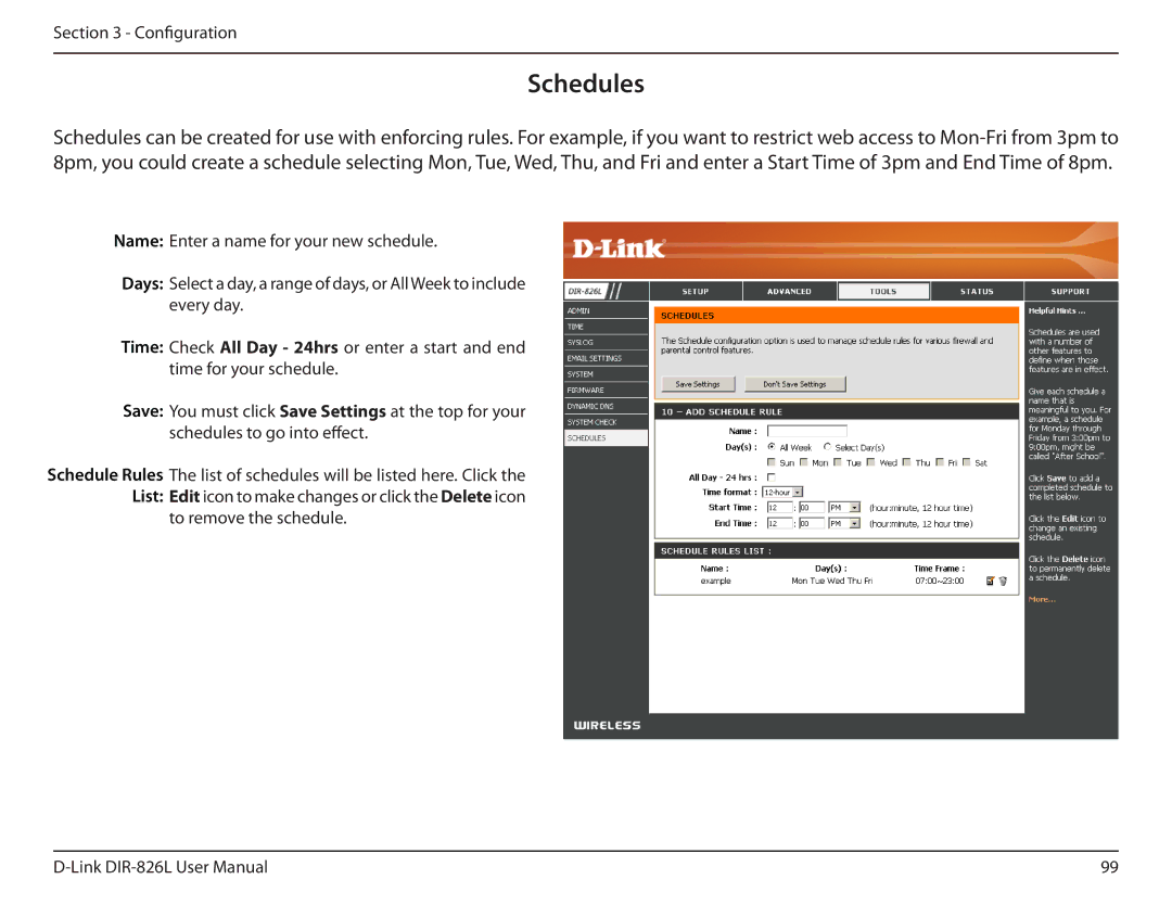 D-Link DIR-826L manual Schedules 