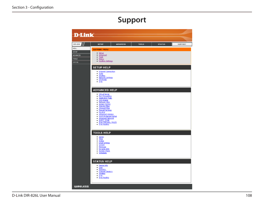 D-Link DIR-826L manual Support 