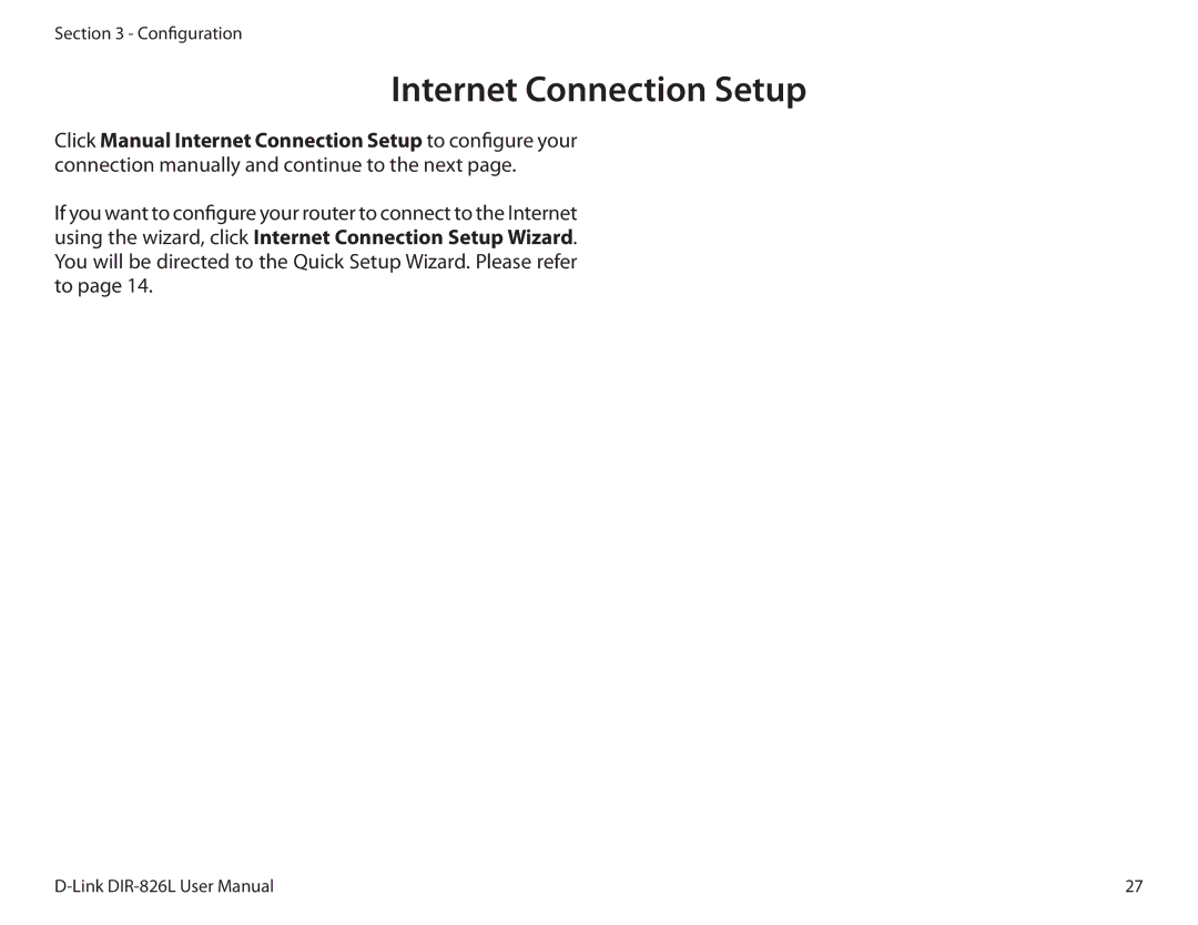 D-Link DIR-826L manual Internet Connection Setup 