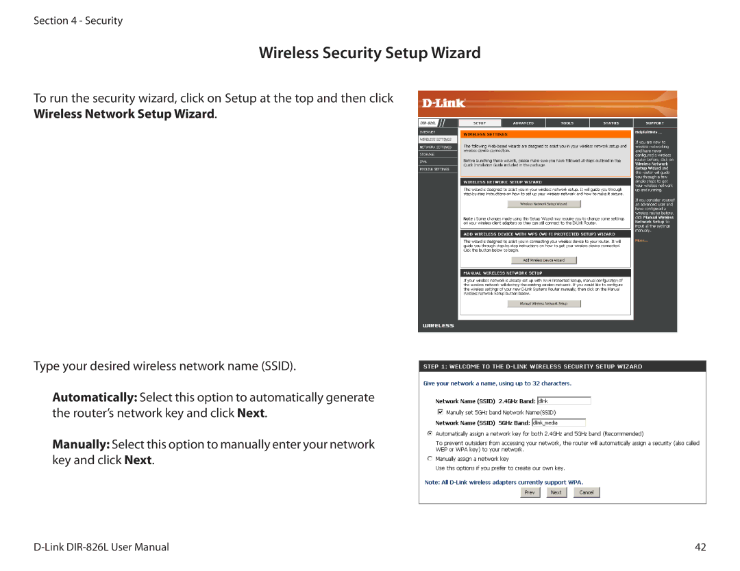 D-Link DIR-826L manual Wireless Security Setup Wizard 