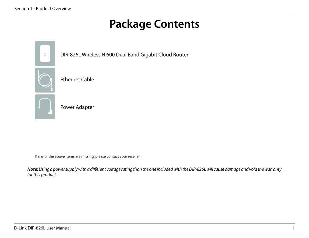 D-Link DIR-826L manual ProductPackageOverviewContents 