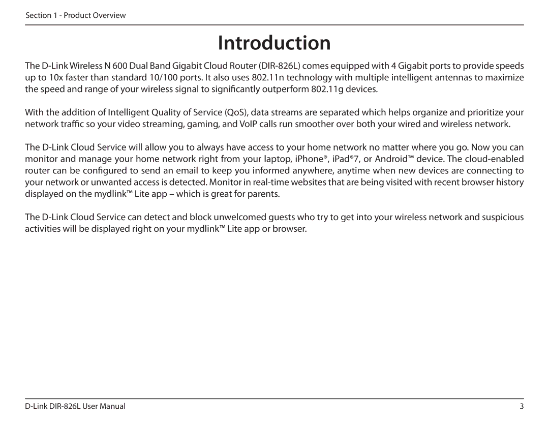 D-Link DIR-826L manual Introduction 