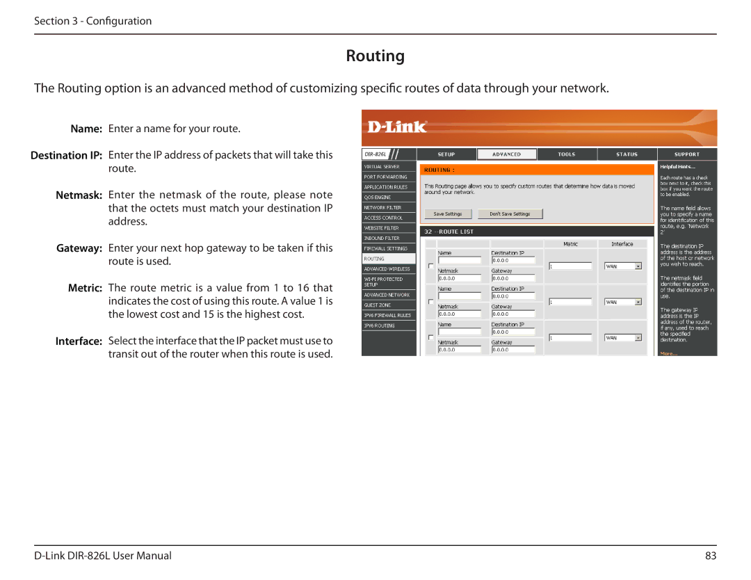 D-Link DIR-826L manual Routing 