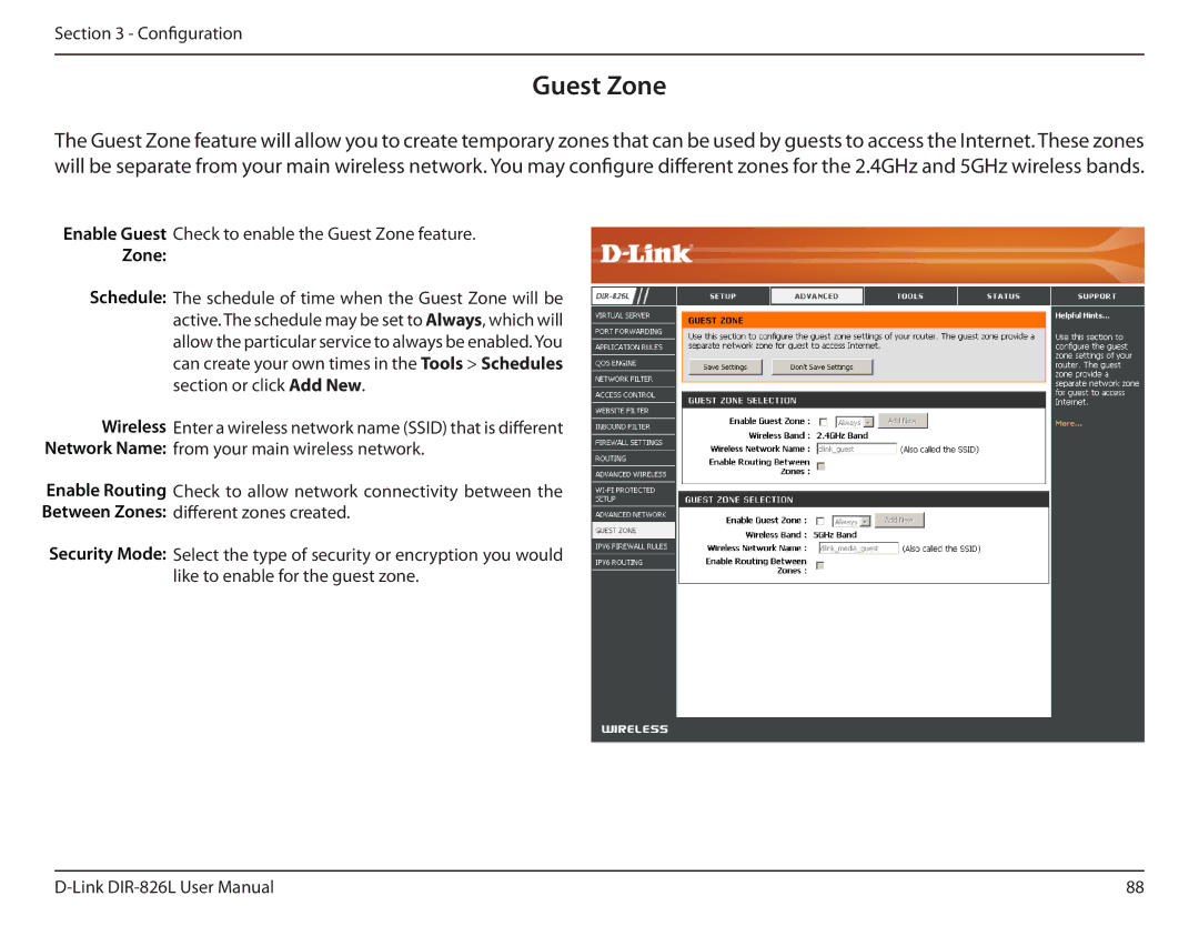 D-Link DIR-826L manual Guest Zone 