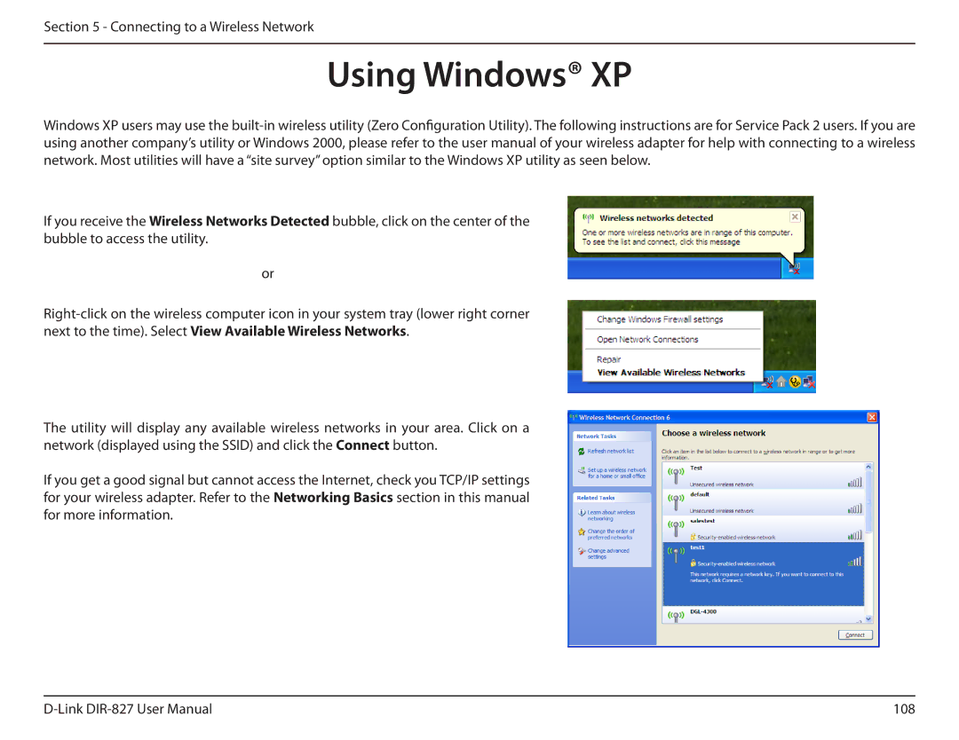 D-Link DIR-827 manual Using Windows XP 