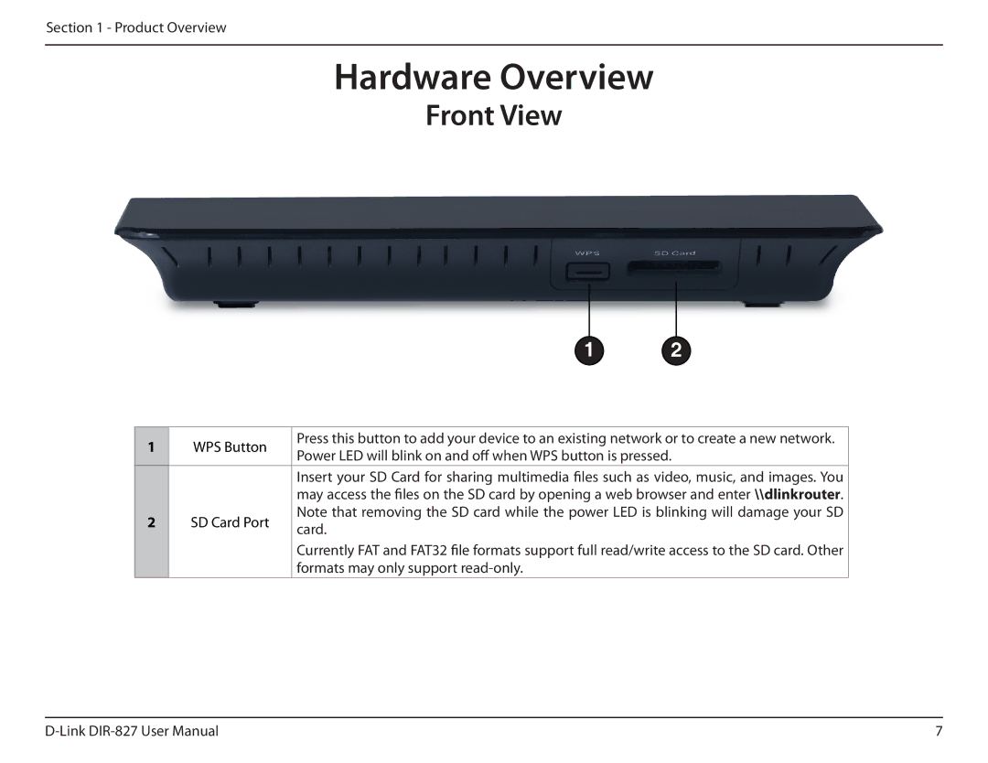 D-Link DIR-827 manual Front View 