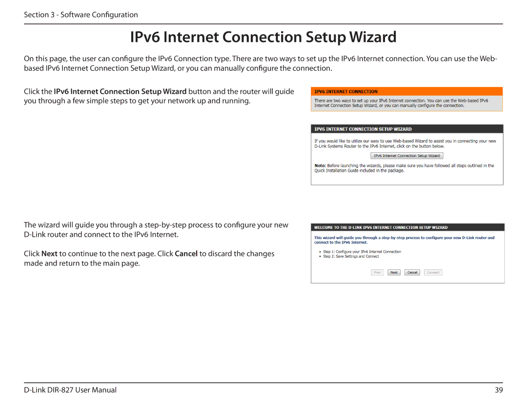 D-Link DIR-827 manual IPv6 Internet Connection Setup Wizard 