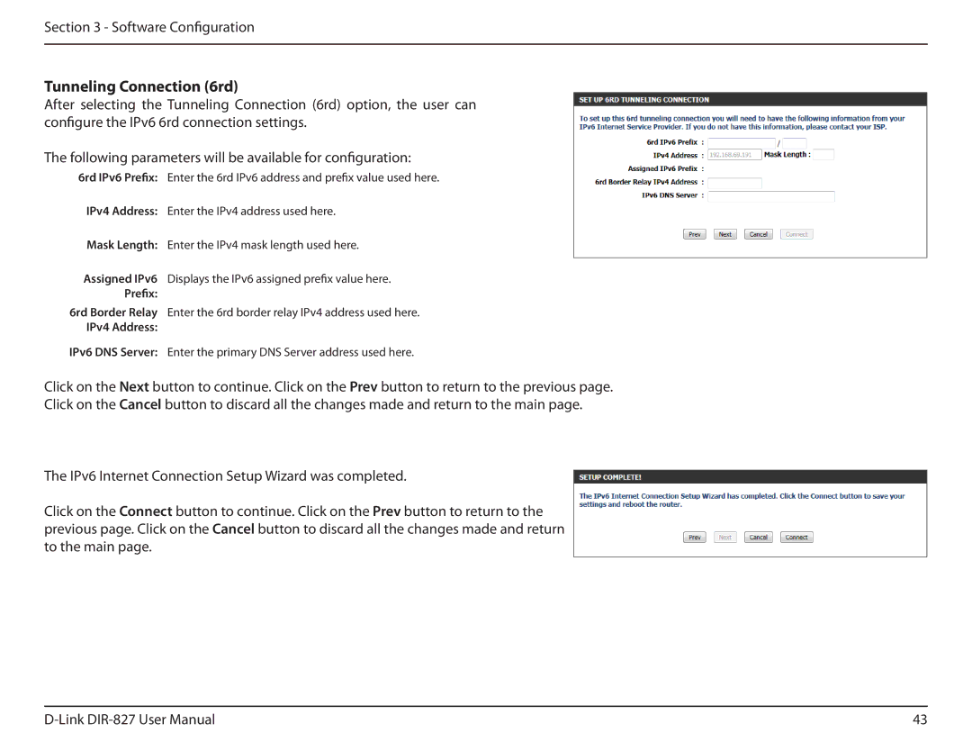 D-Link DIR-827 manual Prefix, IPv4 Address 