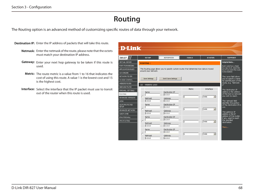 D-Link DIR-827 manual Routing 