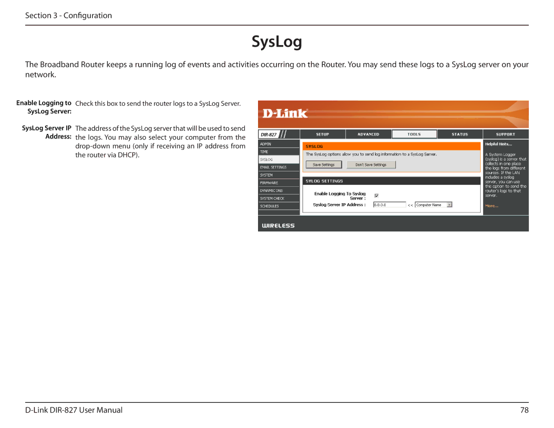 D-Link DIR-827 manual SysLog 