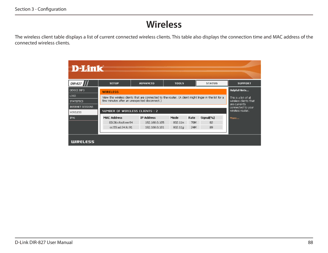 D-Link DIR-827 manual Wireless 