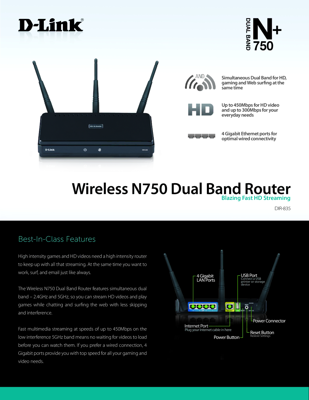 D-Link DIR-835 manual Wireless N750 Dual Band Router 