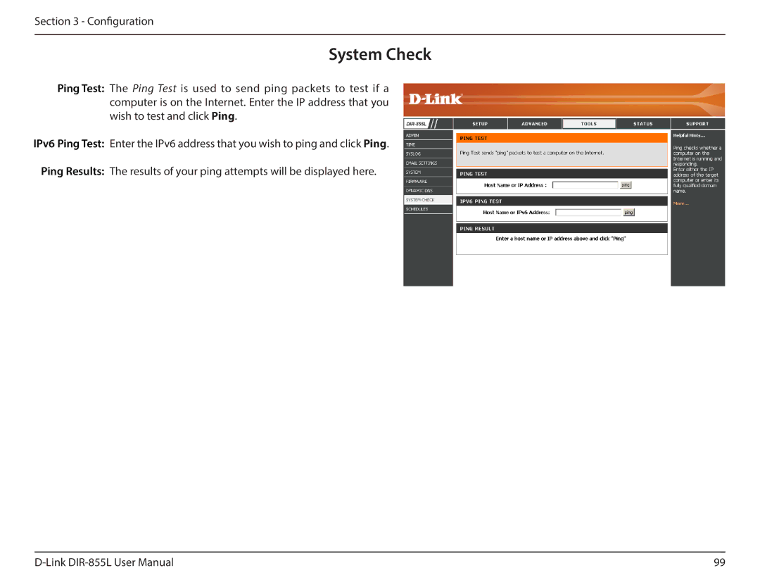 D-Link DIR855L manual System Check 