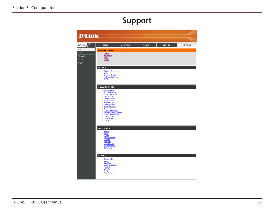 D-Link DIR855L manual Support 