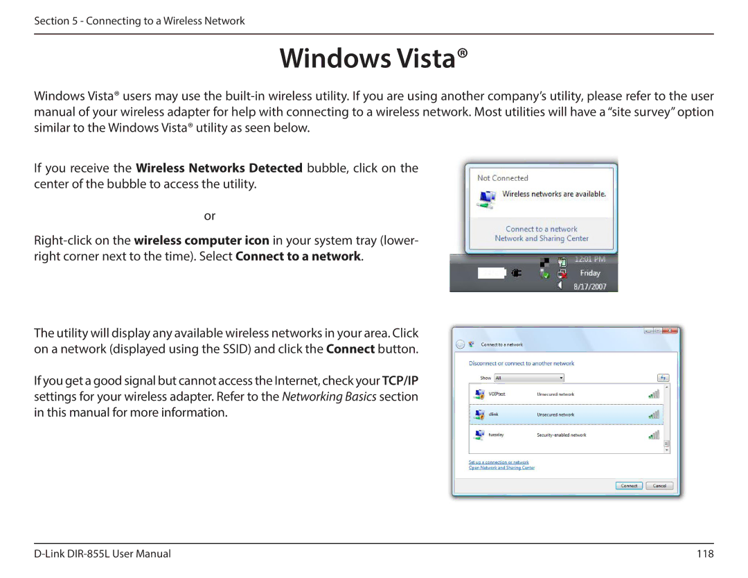 D-Link DIR855L manual Windows Vista 