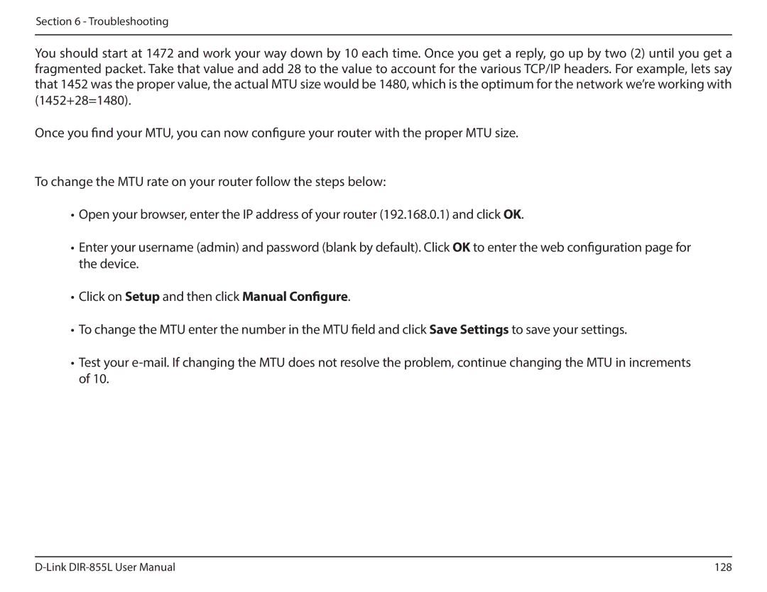 D-Link DIR855L manual 128 