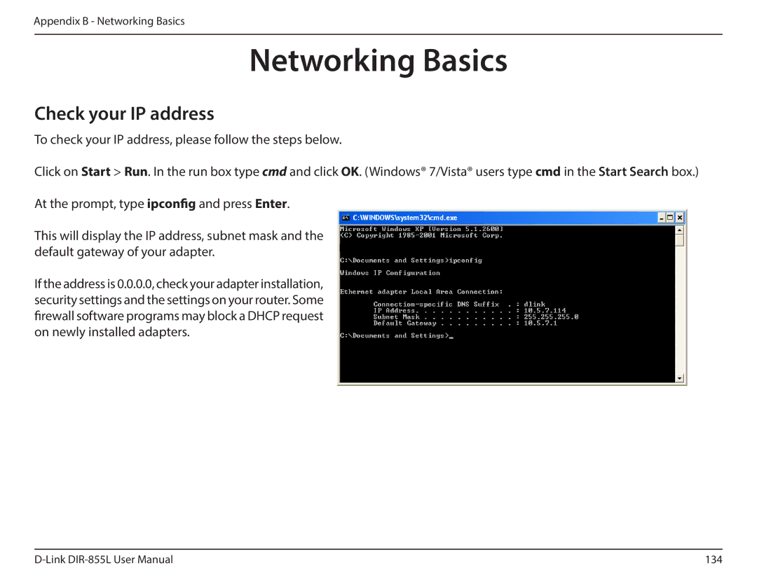 D-Link DIR855L manual Networking Basics, Check your IP address 