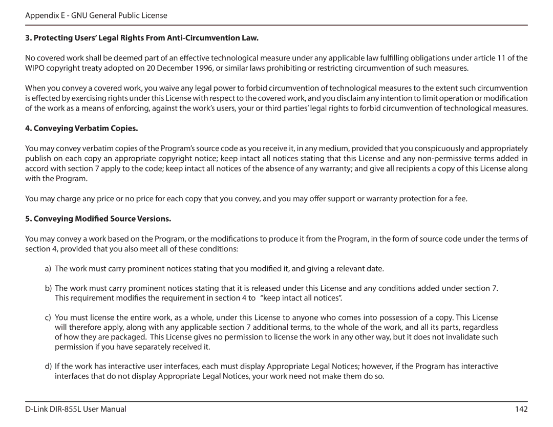 D-Link DIR855L manual Protecting Users’ Legal Rights From Anti-Circumvention Law, Conveying Verbatim Copies 