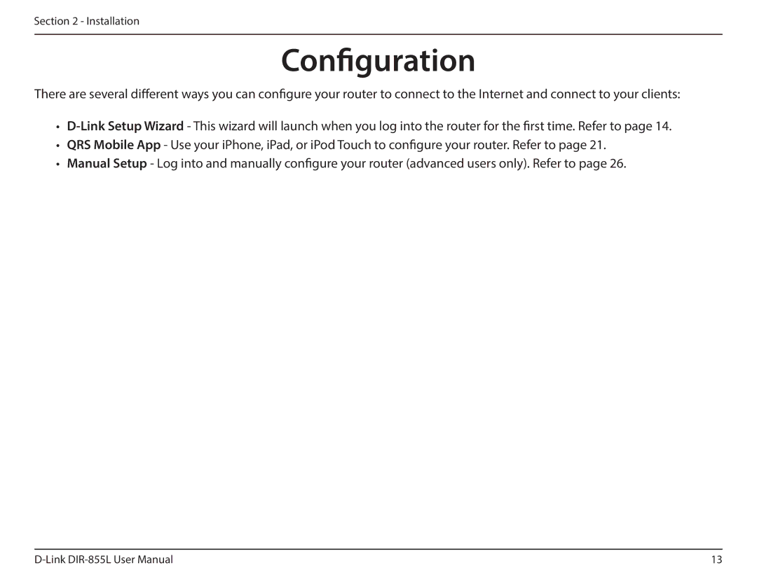 D-Link DIR855L manual Configuration 