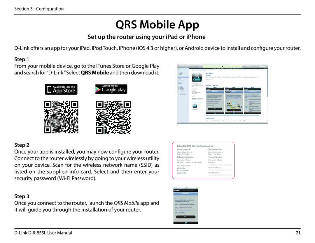 D-Link DIR855L manual QRS Mobile App, Step 