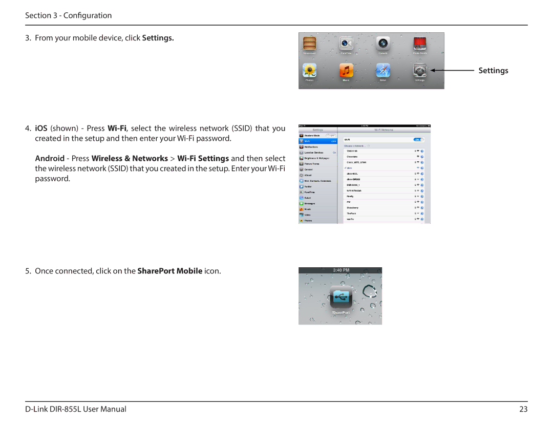 D-Link DIR855L manual Settings 