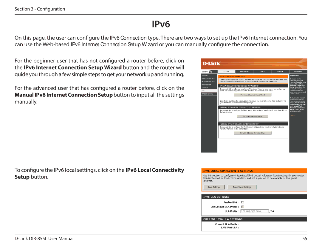 D-Link DIR855L manual IPv6 