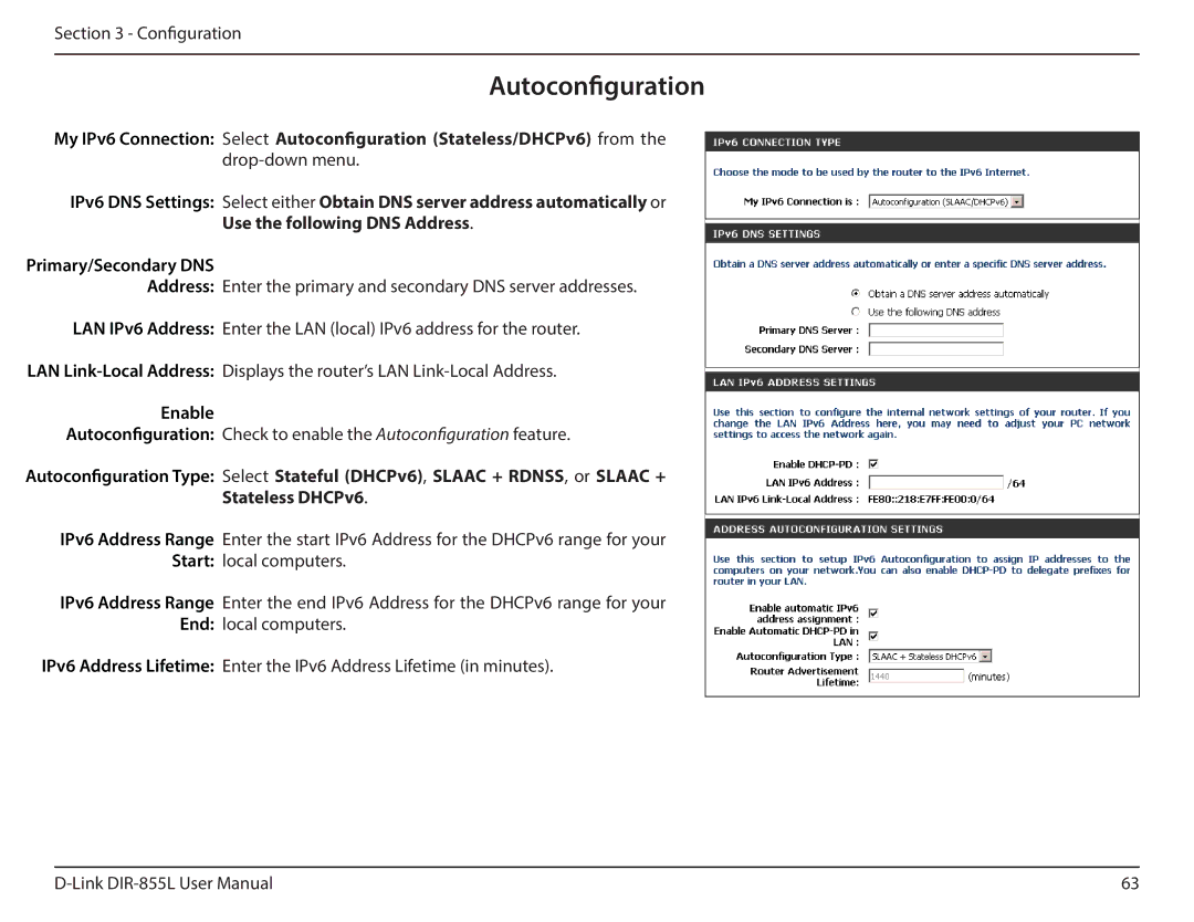 D-Link DIR855L manual Autoconfiguration 