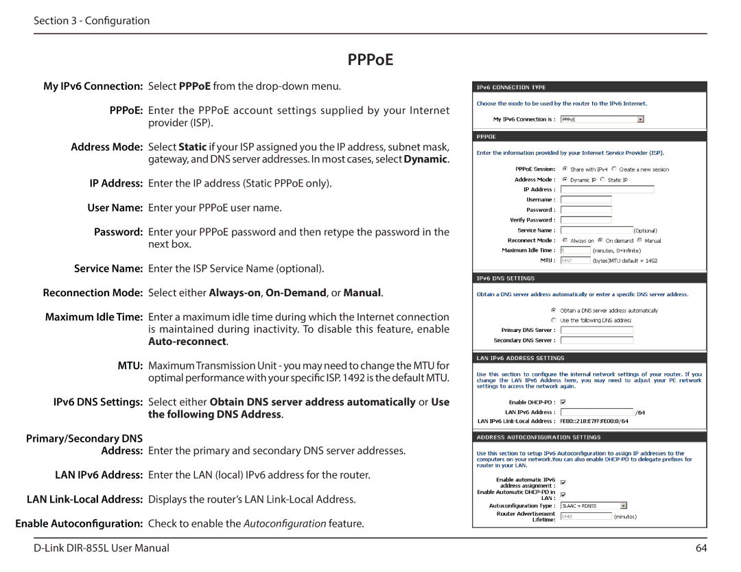 D-Link DIR855L manual PPPoE 