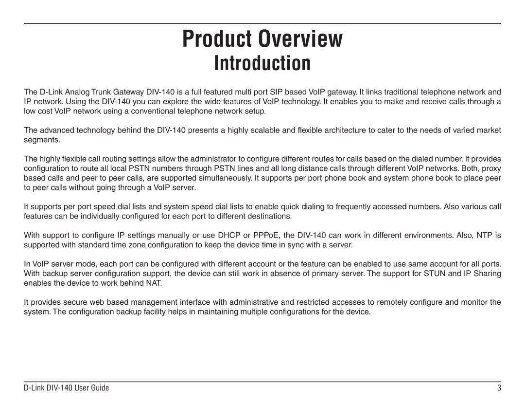 D-Link DIV-140 manual Product Overview, Introduction 